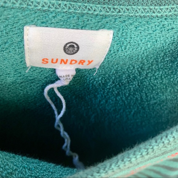 •SUNDRY• Anthro Teal Forever Split Back Sweatshirt - Picture 4 of 9